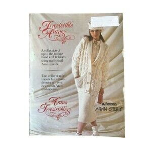 Irresistible Arans PATONS ARAN STYLE #514 Irish Aran Sweater Cardigan Dress OOP